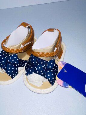 Valen Sina Sandals Infant Size 2 Baby Blue White Leather NEW with tags